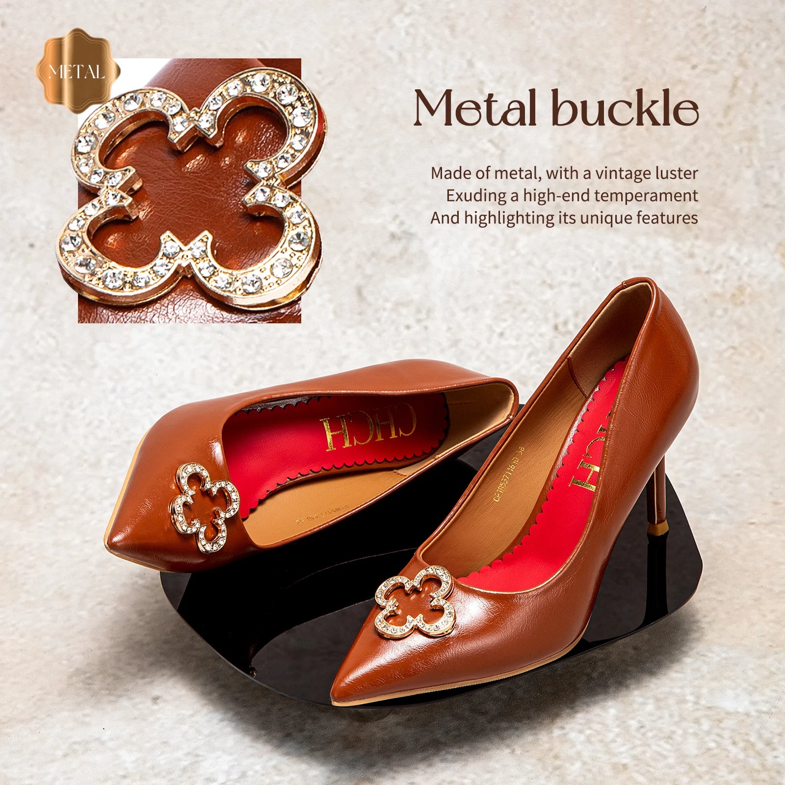 Heels 9CM Woman Black Shoes Leather Shoes Pointed Toe Banquet Evening Wedding Casual Single Shoes Luxury Brand Women's Shoes