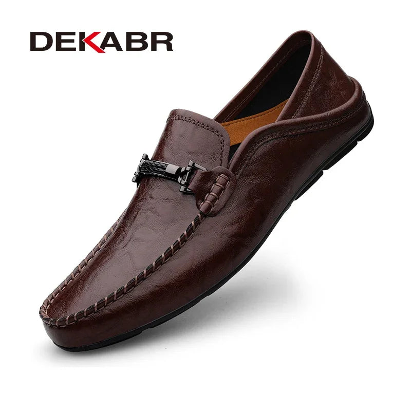 DEKABR Size 35-49 Luxury Men Loafers Soft Moccasins Summer Shoes High Quality Mens Shoes Casual Genuine Leather Driving Flats