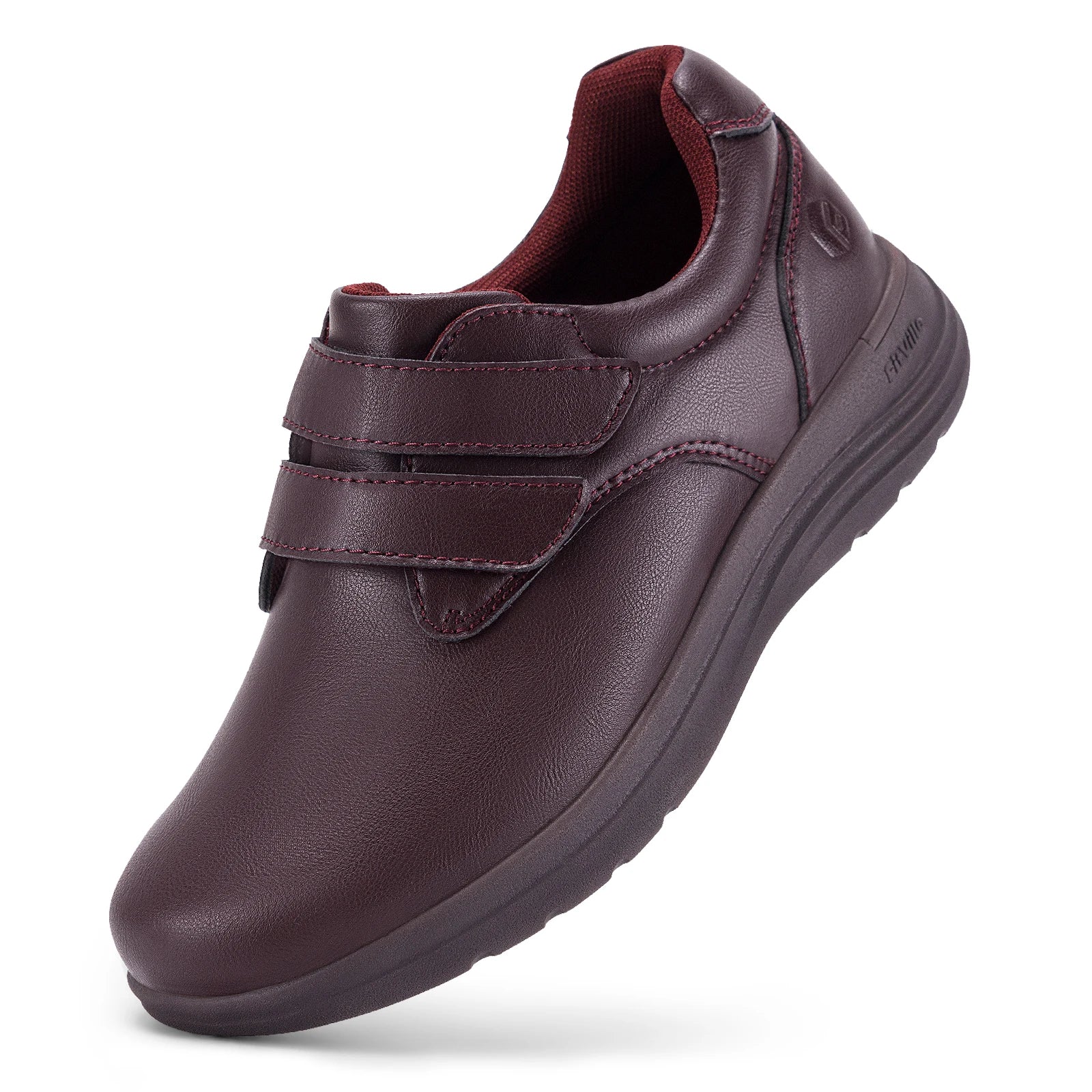 FitVille Leather Women's Shoes Diabetic Shoes Extra Wide Slip-On Walking Shoes For Womens Swollen Feet with Arch Support