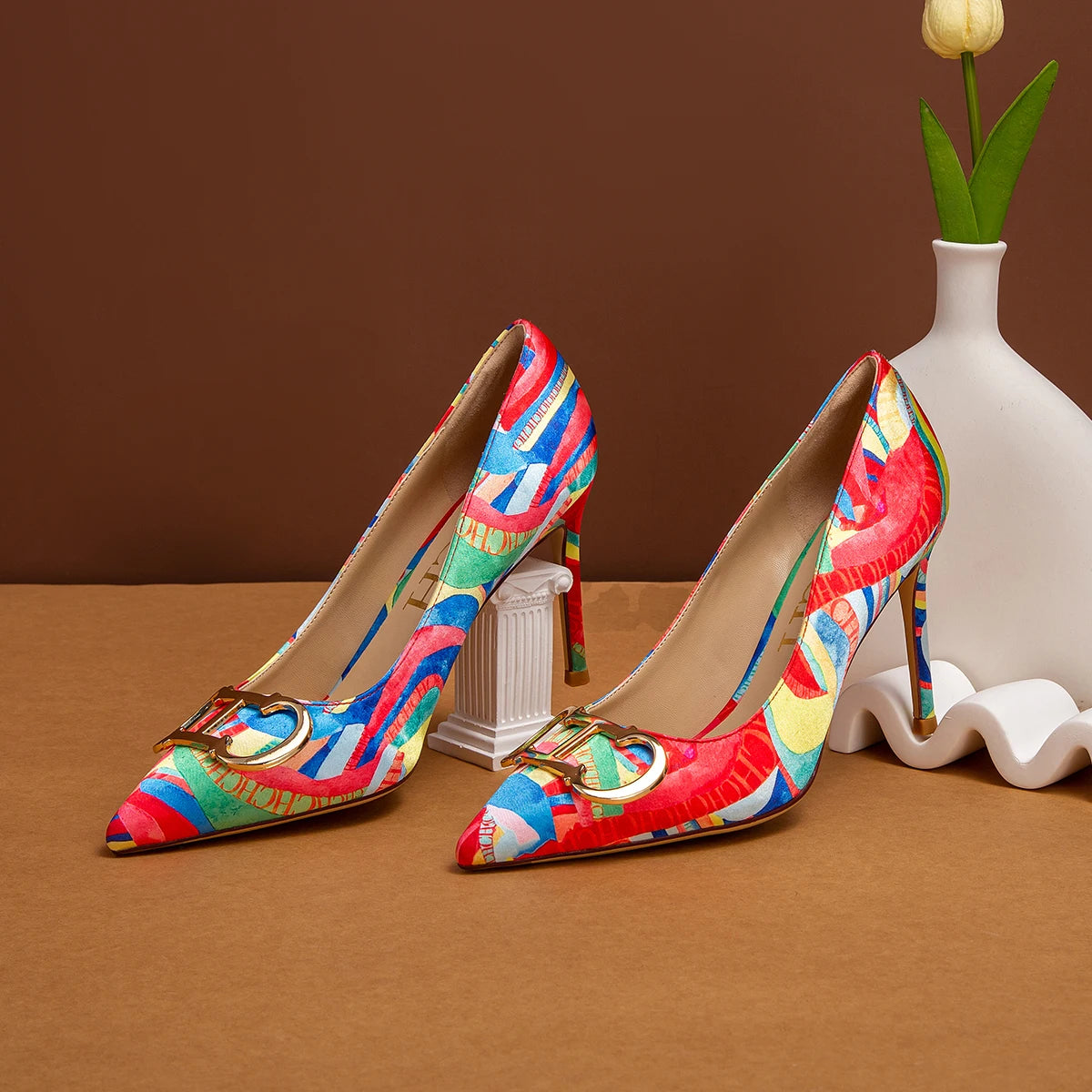 Women's Shoes Luxury High-End Elegant Banquet Female High Heels Classic Fashion Multi-Color Button Design 9cm Lady High Heels ﻿
