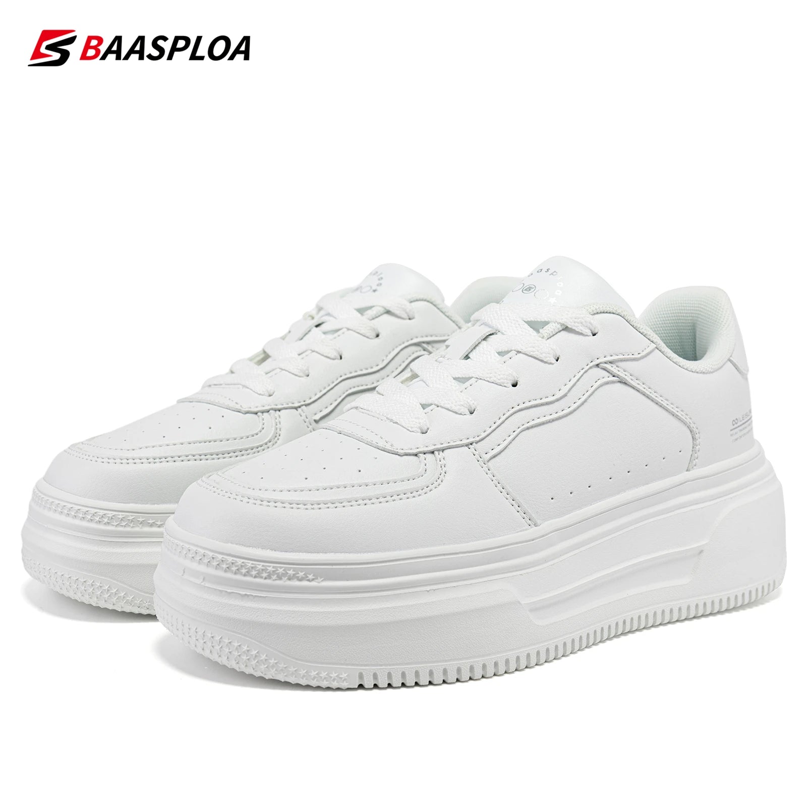 Baasploa Women Casual Walking Shoes Fashion Lightweight Leather Platform Shoes Female Outdoor Non-Slip Sneakers Free Shippi