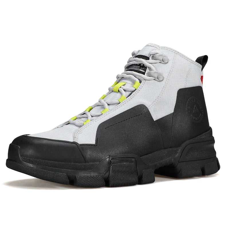 HUMTTO Chaussures de randonnée respirantes en cuir véritable pour hommes, chaussures de sport antidérapantes pour hommes, baskets de sécurité d'extérieur pour l'hiver
