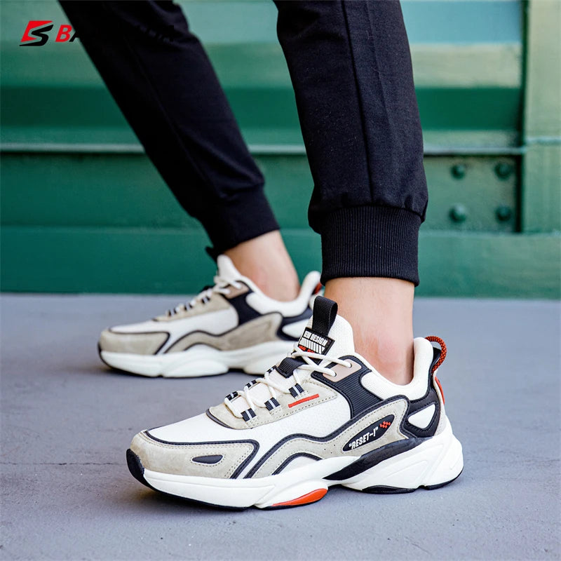 Baasploa Lightweight Running Shoes For Men New Men's Designer Leather Casual Sneakers Lace Up Male Outdoor Sports Shoes Tennis