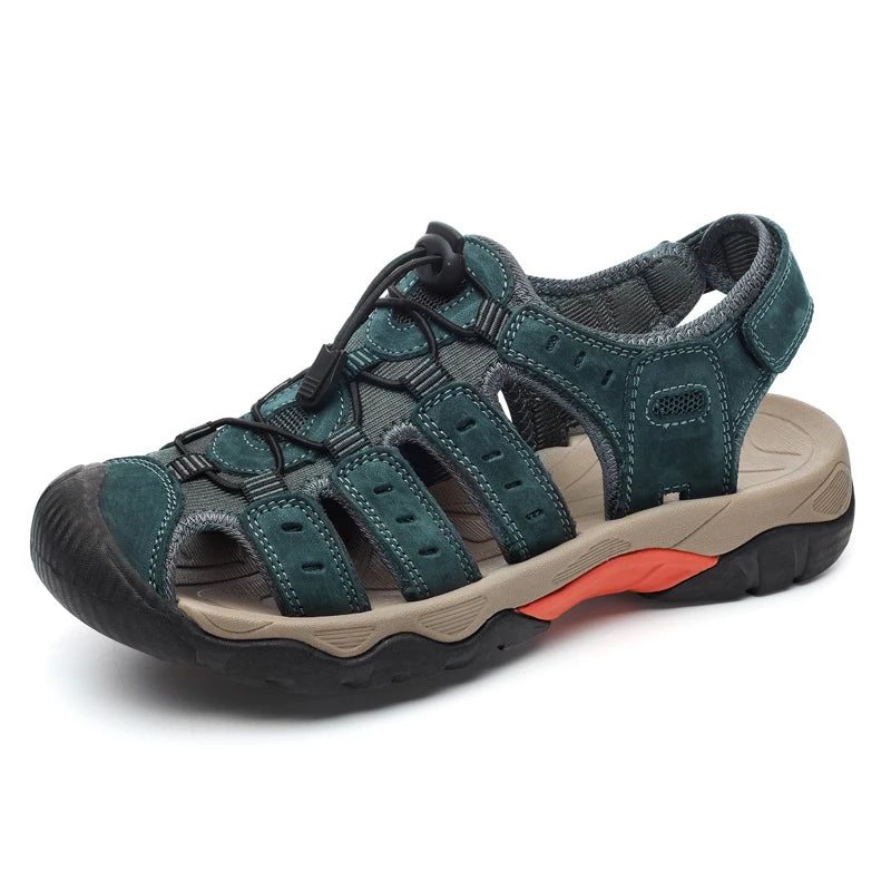 Sandales pour hommes, nouvelles sandales en cuir véritable souple, chaussures pour hommes, grande taille, chaussures d'été pour l'extérieur, sandales de plage confortables, chaussures romaines pour hommes