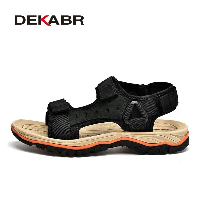 DEKABR Sandals For Men Outdoor Fashion Summer Men Shoes Genuine Leather Non-slip Beach Slip-On Daily Footwear Men Sandals
