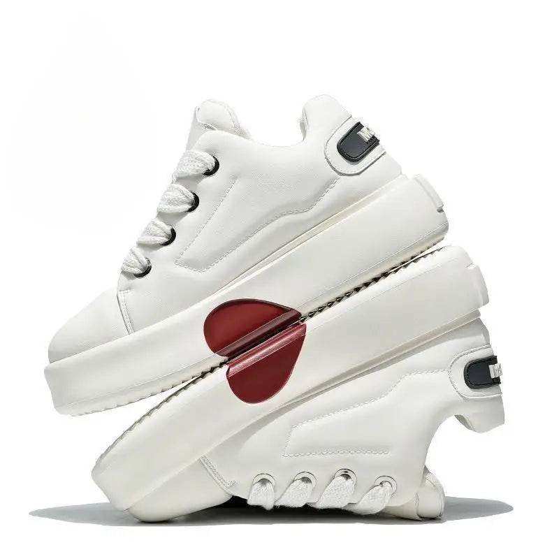STRONGSHEN Korean Style Men's Casual Sports Shoes Zapatillas De Deporte Moda Shoes Thick Bottom Heart Shaped White Bread Shoes
