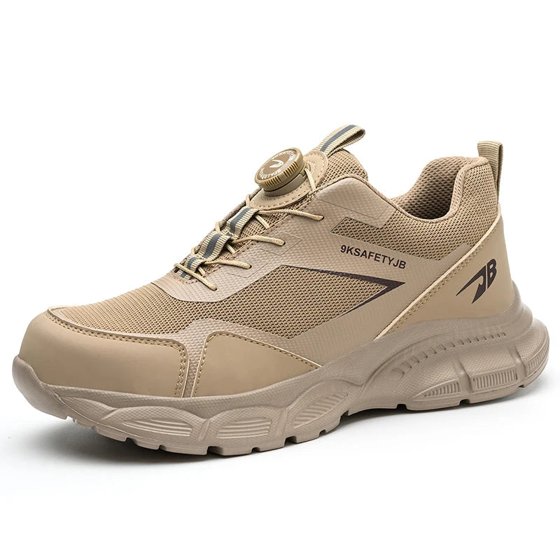 Chaussures de travail respirantes pour hommes, chaussures de sécurité anti-écrasement et anti-perforation, bottes pour hommes, chaussures indestructibles à bouton rotatif, baskets pour hommes