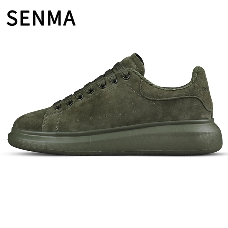 SENMA Genuine Leather Couple Skateboarding Shoes Men's and Women's Versatile Casual Shoes Thick Bottom Sports Shoes Men Sneakers
