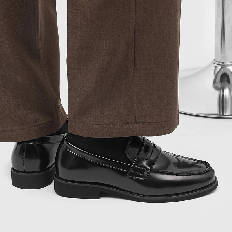 STRONGSHEN Luxury Designer Man Pointed Dress Shoes Mens Slip on Genuine Patent Leather Wedding Shoes Glossy Oxford Formal Shoes