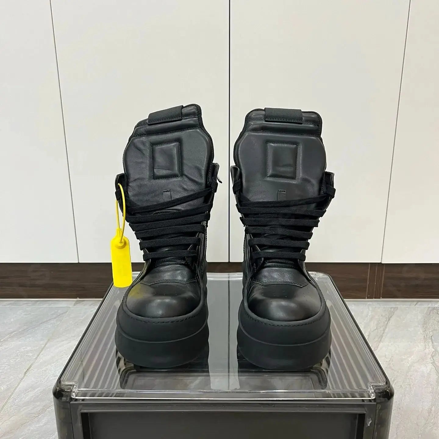 R-o Designer Men Shoe Women Sneaker High Top Shoes Black Leather Boots Luxury Casual Sneakers Zipper 6cm Thick Sole Ankle Boot