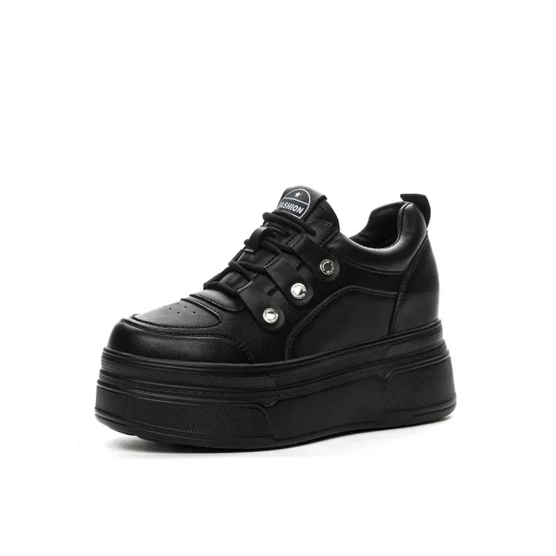 Fujin 9cm Microfiber Genuine Leather Vulcanize Summer High Brand Comfy Spring Autumn Platform Women Chunky Sneaker Loafer Shoes