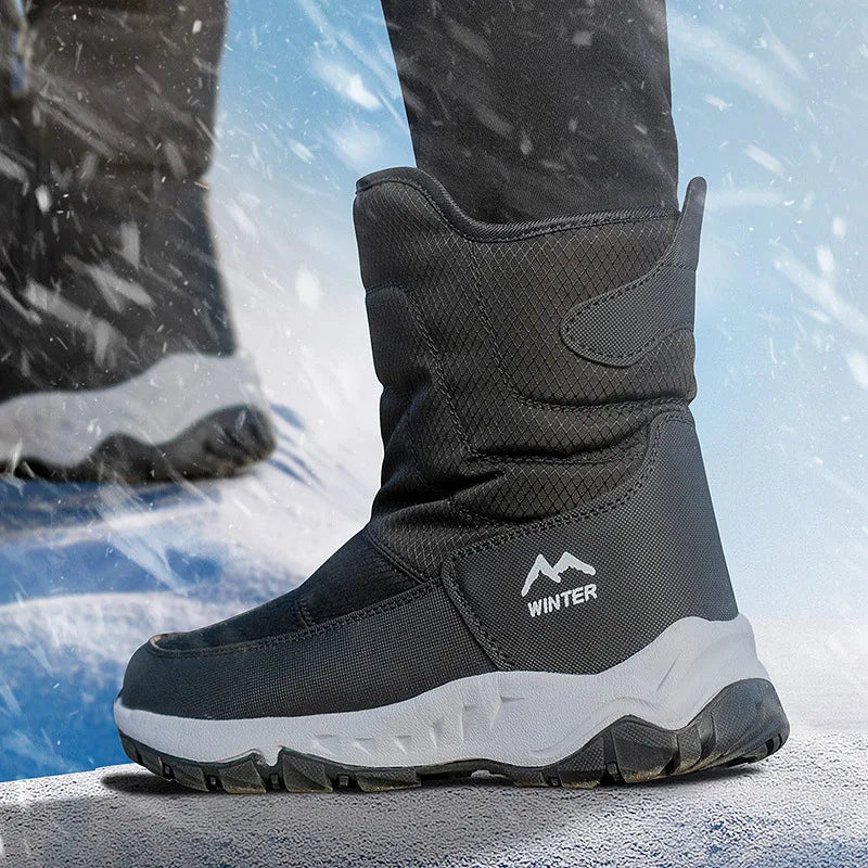Bottes de marque pour hommes, bottes de neige imperméables d'hiver unisexes montantes, garde au chaud, bottines d'extérieur en coton, baskets décontractées
