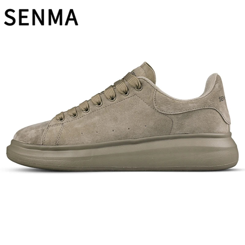 SENMA Genuine Leather Couple Skateboarding Shoes Men's and Women's Versatile Casual Shoes Thick Bottom Sports Shoes Men Sneakers