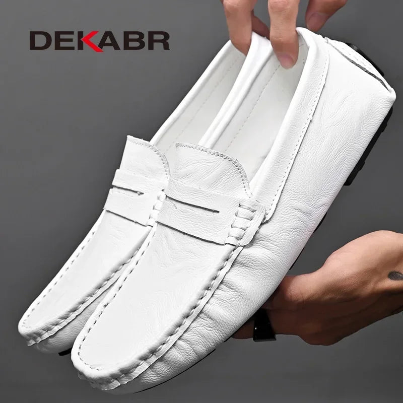 DEKABR Leather Men Shoes Casual Men Fashion Breathable Driving Shoes Designer Men's Loafers Handmade Moccasins Plus Size 38-47