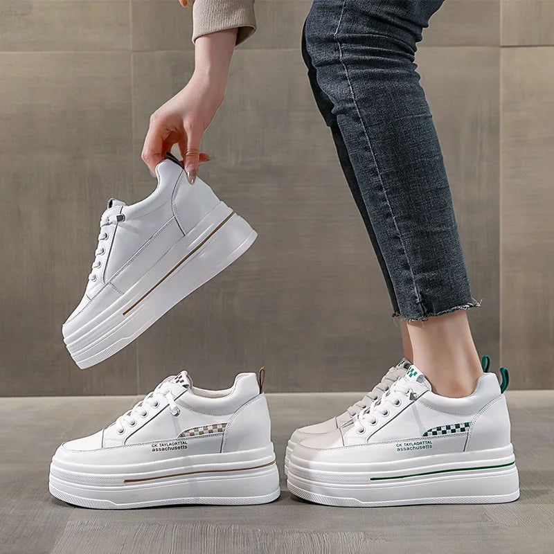 Fujin 7cm Natural Cow Genuine Leather New High Brand Comfy Casual Shoes Ladies Vulcanize Women Platform Chunky Sneakers Autumn