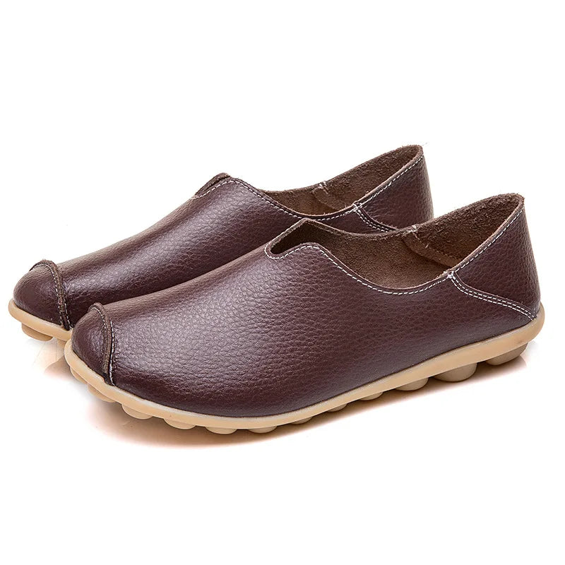 WOIZGIC Genuine Leather Flats Loafers for Women's Female Ladies Comfortable Slip-On Shoes Classic Style colorful soft