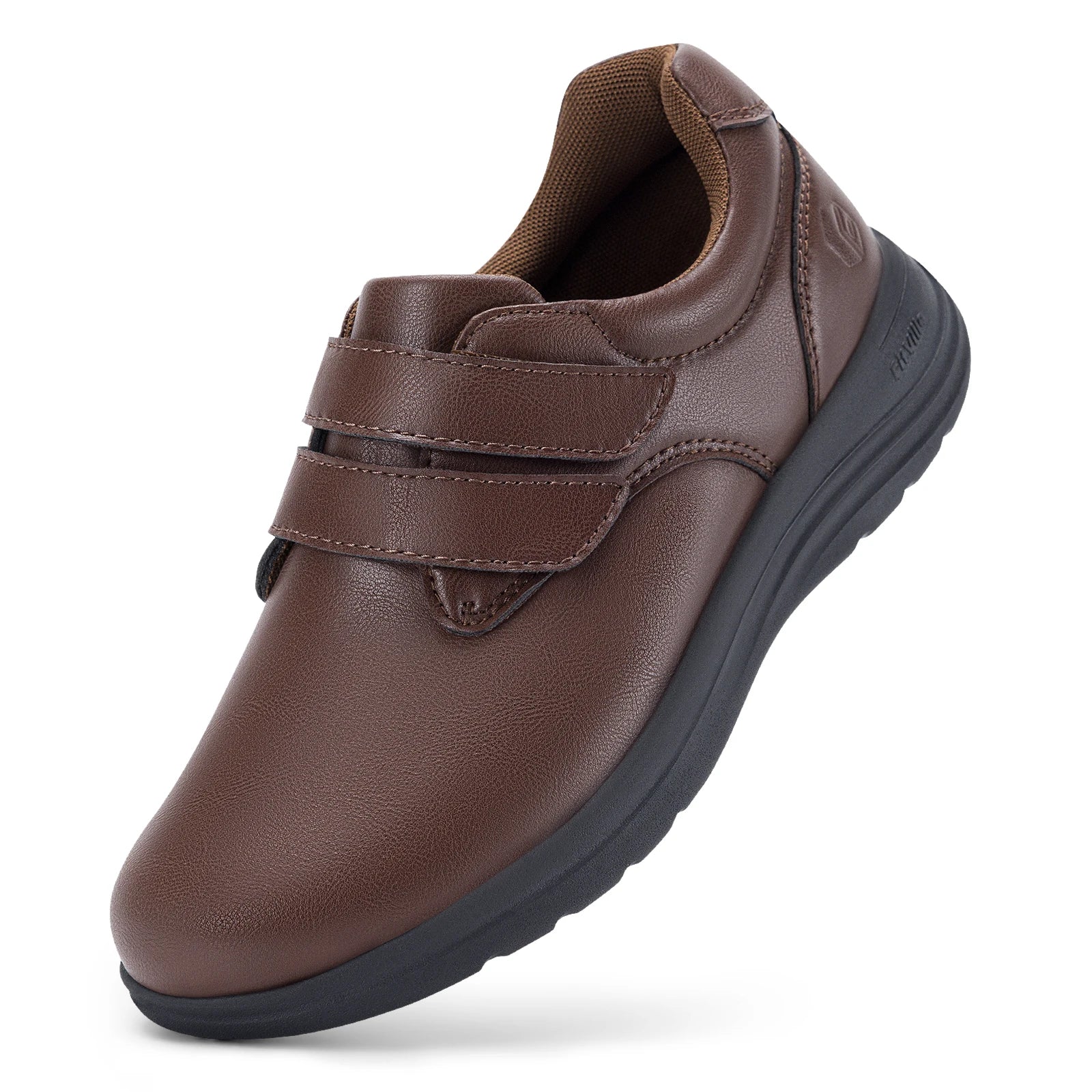FitVille Leather Women's Shoes Diabetic Shoes Extra Wide Slip-On Walking Shoes For Womens Swollen Feet with Arch Support