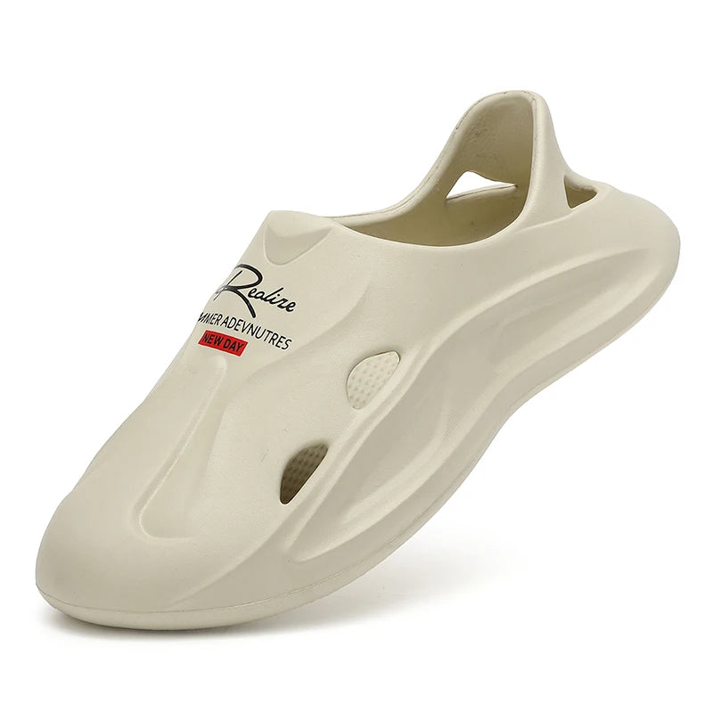 STRONGSHEN Men's Shoes Summer Outdoor Non-Slip Breathable Hollow Out Beach Water Shoes Slip-on Soft-sole EVA Sandals for Men
