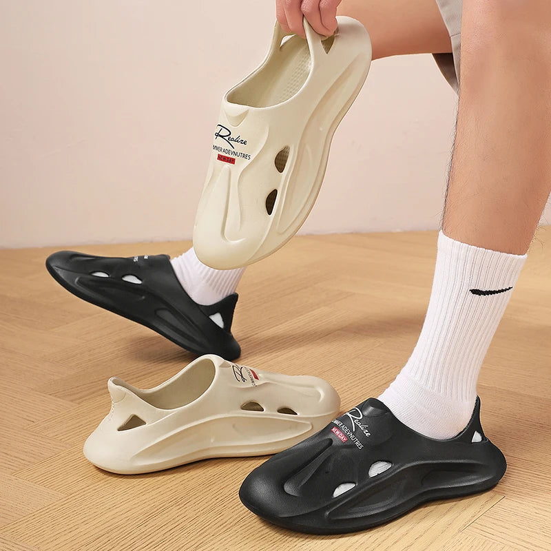 STRONGSHEN Men's Shoes Summer Outdoor Non-Slip Breathable Hollow Out Beach Water Shoes Slip-on Soft-sole EVA Sandals for Men