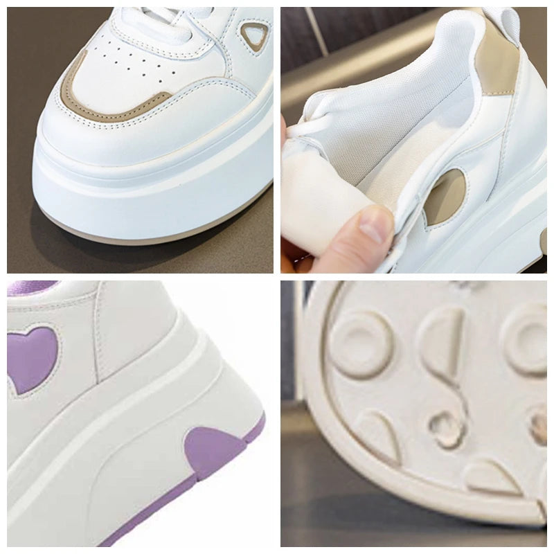 Fujin 8cm 2025 Microfiber Leather Vulcanize  Autumn Platform Vulcanize Women Chunky Sneaker Loafer High Brand Comfy Spring Shoes