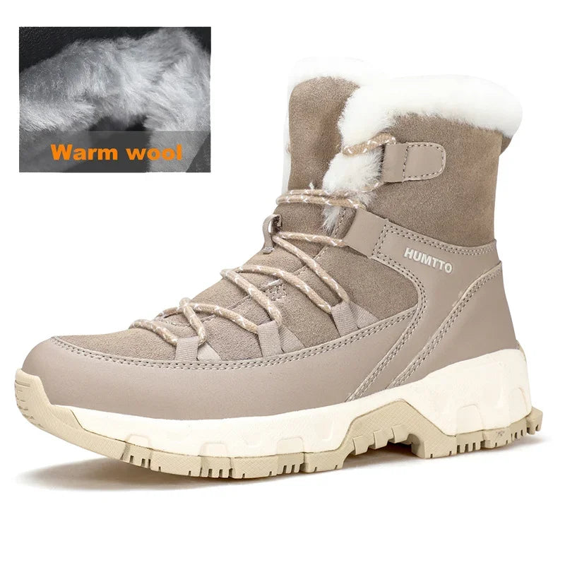 HUMTTO Winter Hiking Boots Leather Trekking Women's Trainers Luxury Designer Snow Boots Outdoor Casual Shoes 2024 Woman Sneakers