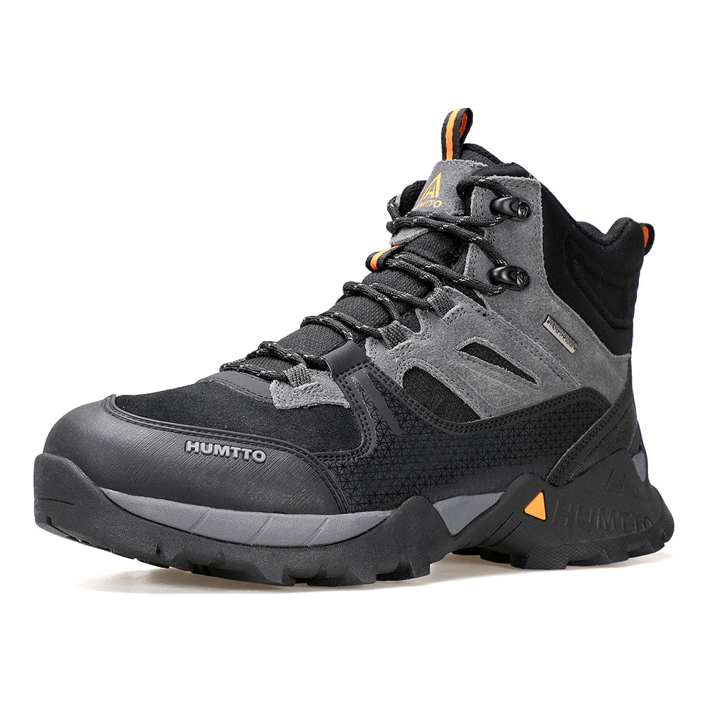 Bottes de randonnée imperméables HUMTTO, chaussures de randonnée d'extérieur de luxe pour hommes, baskets d'escalade, bottines de sécurité en cuir pour hommes