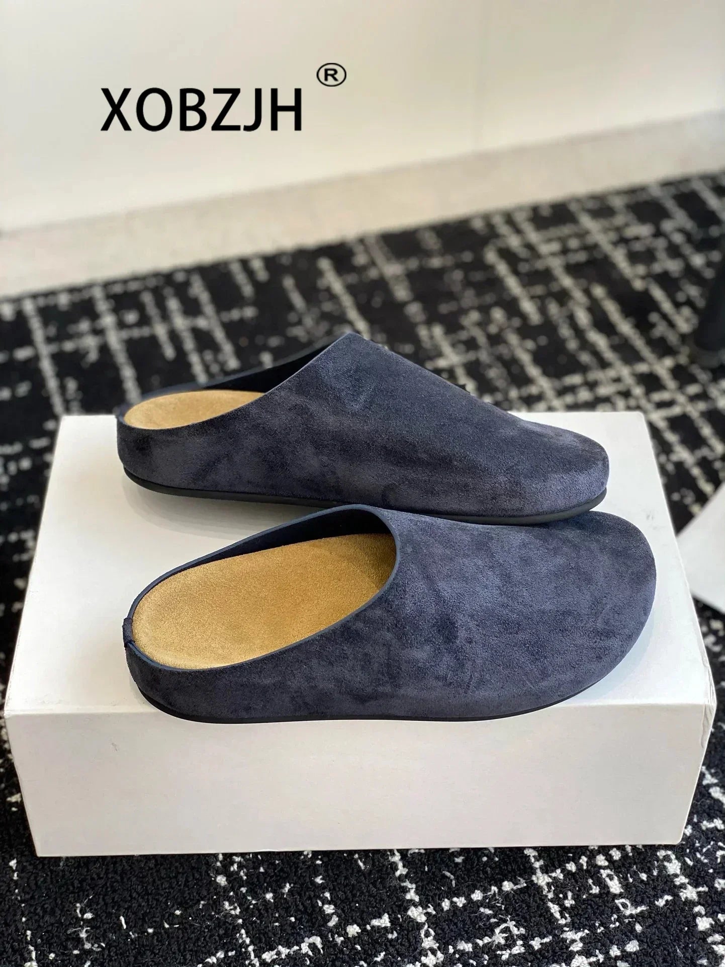 2024 Flat Slippers High Quality New Women KidSuede Mules Shoes Round Toe Casual ComfortSlides Woman Thick Sole Slippers Woman
