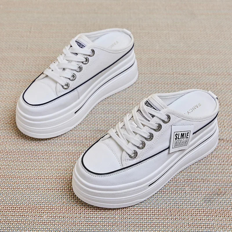 Fujin flip flops women 7.5cm Platform Slippers Denim Chunky Sneaker Casual Comfy Breathable Summer Shoes Women's slippers