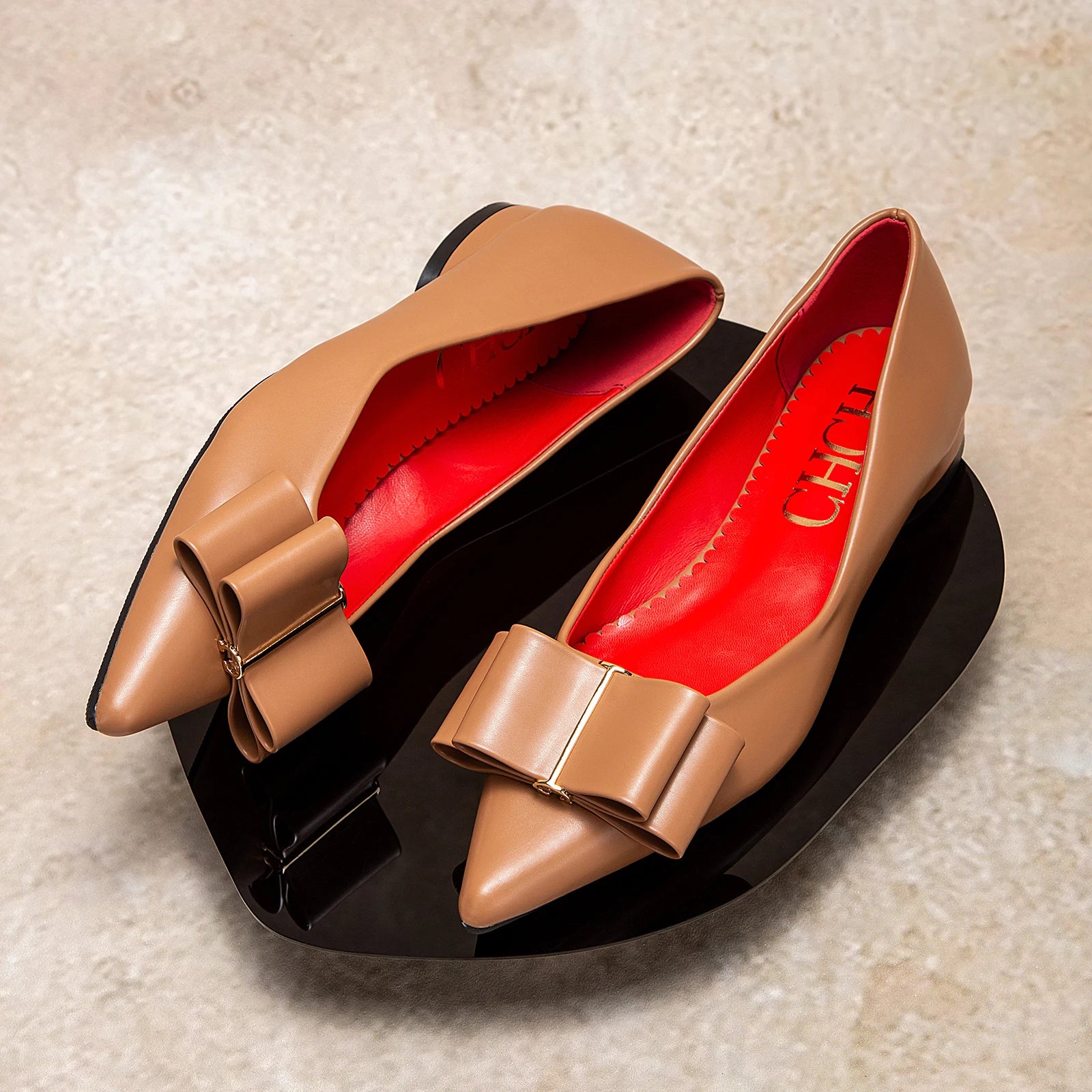 Women's Shoes PU Casual Flat Leather Shoes 2025 Luxury Brand New Listing Black Pointed Toe Lazy Shoes Bowknot