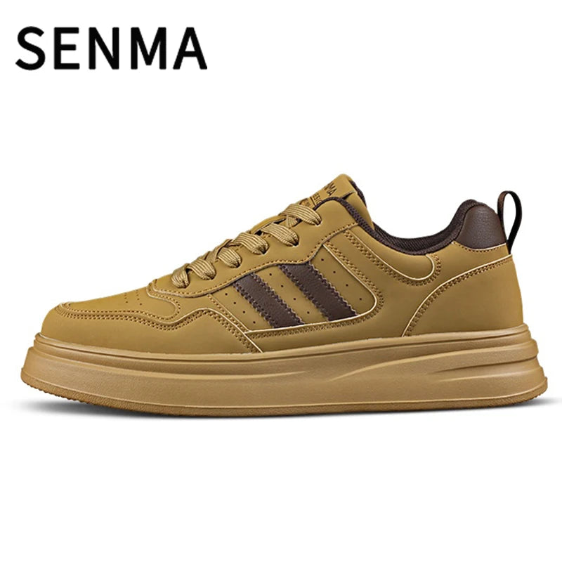 Chaussures homme SENMA en cuir à semelles épaisses, petites chaussures blanches, chaussures tendance pour hommes et femmes, chaussures de planche, chaussures décontractées, vêtements de sport pour hommes