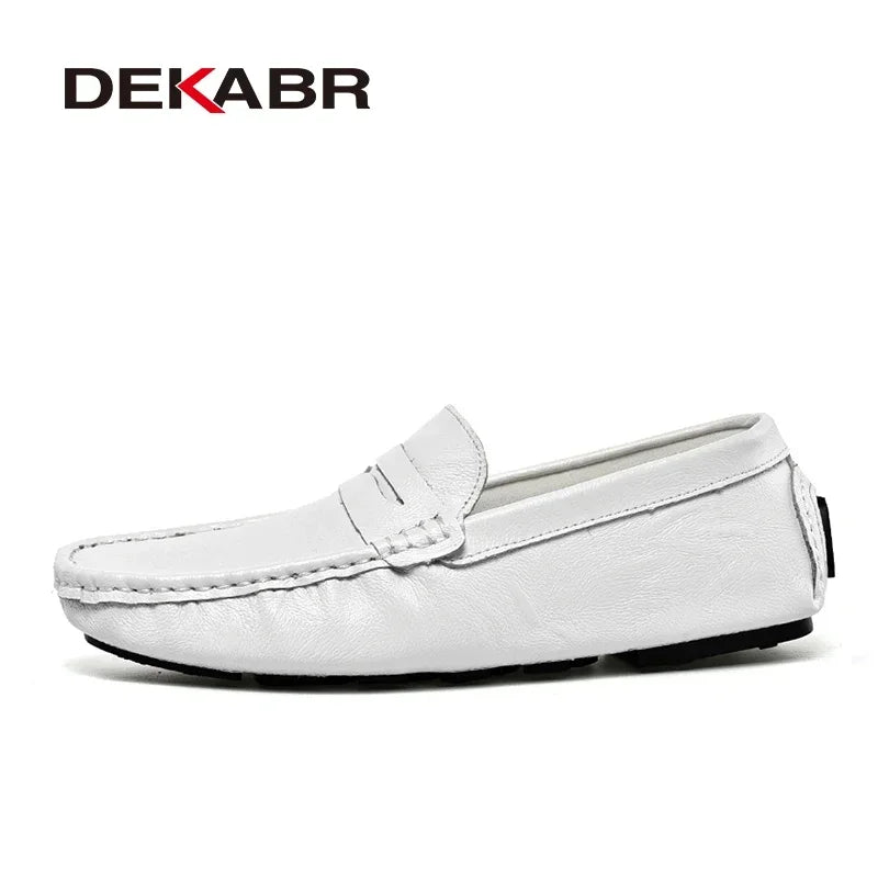 DEKABR Leather Men Shoes Casual Men Fashion Breathable Driving Shoes Designer Men's Loafers Handmade Moccasins Plus Size 38-47