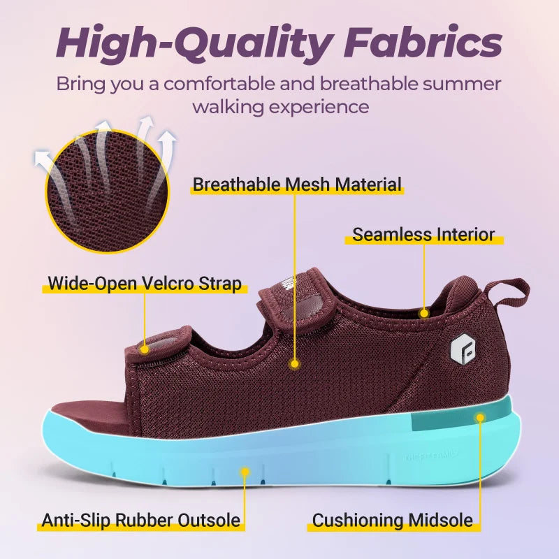 FitVille Women'S Diabetic Wide Sandals With Arch Support Adjustable Straps Lightweight Casual Women Flat Shoes