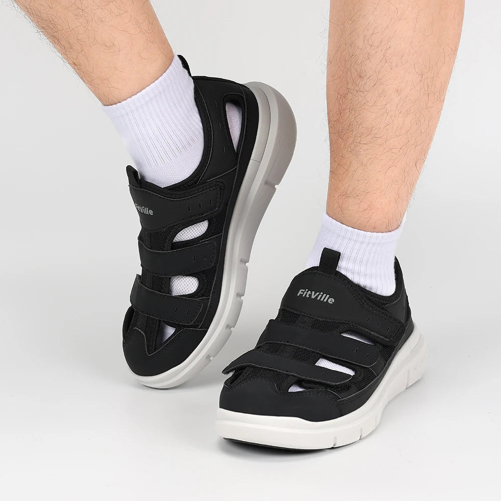 FitVille Men'S Sandals Widened Diabetes Shoes Mens Casual Shoes Lightweight For Plantar Fasciitis Arch Support Relief Pain