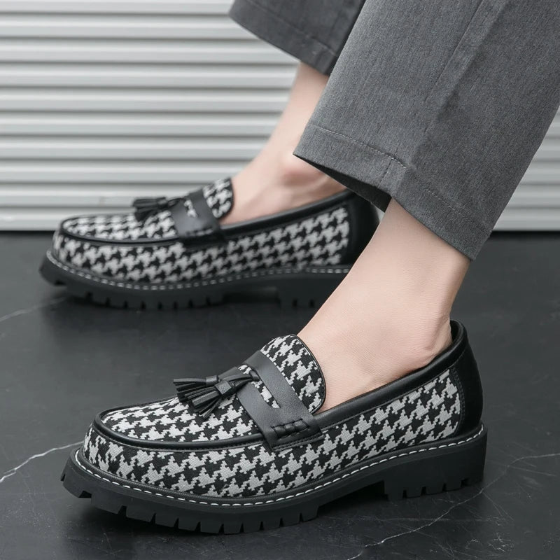 STRONGSHEN Men Tassel Leather Shoes Business Loafers Slip-On High Quality Classic Dress Shoes Men Loafers Solid Driving Mocassin