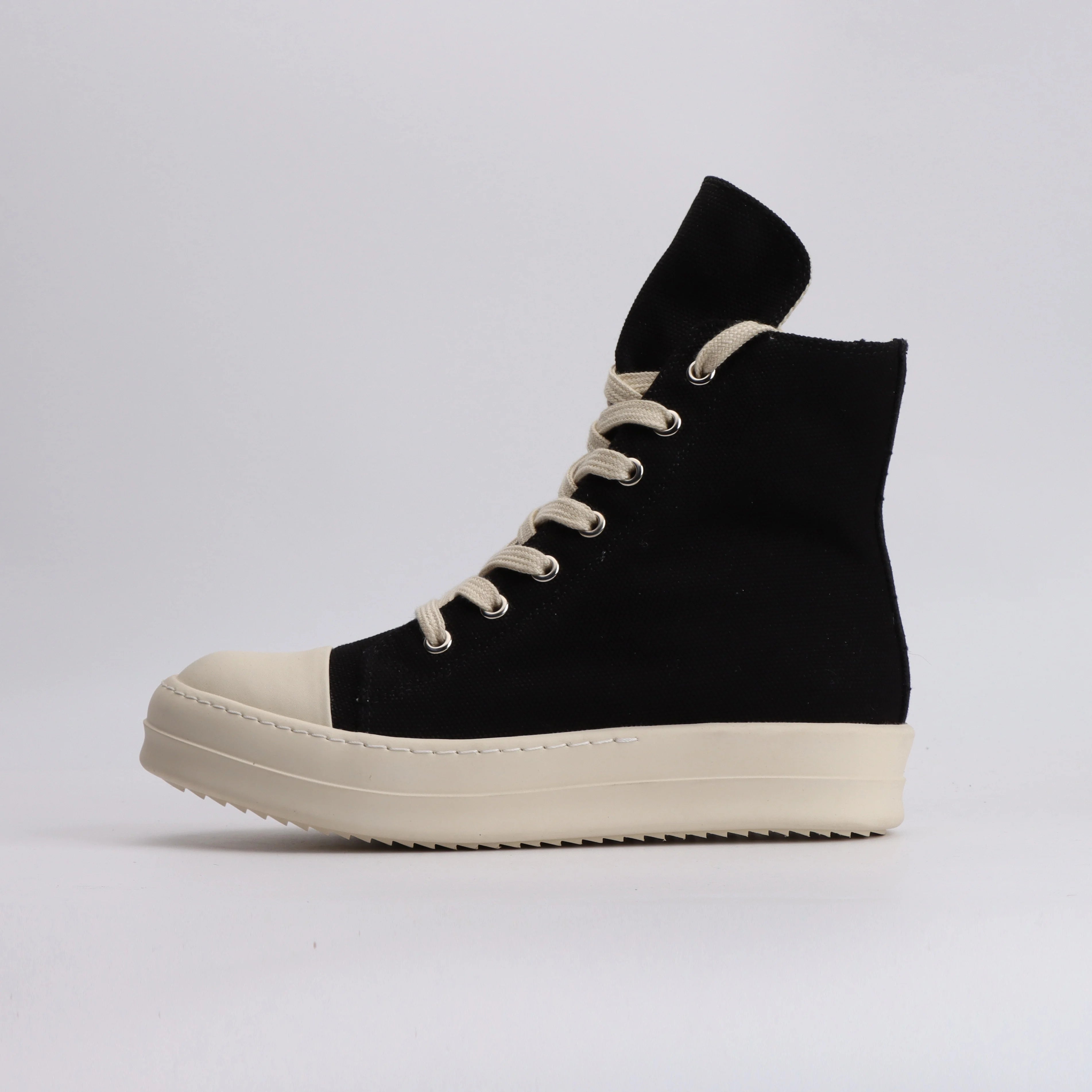 Ricks Genious Black Suede Leather High Top Owens Quality Shoe Women Sneaker Casual Jumbo Lace Designer boots & Shoes