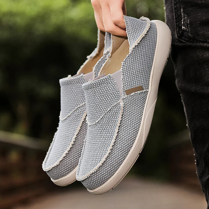 Chaussures décontractées confortables et légères pour hommes, nouvelle collection printemps-été, en toile, à enfiler, de marque, à la mode, mocassins plats