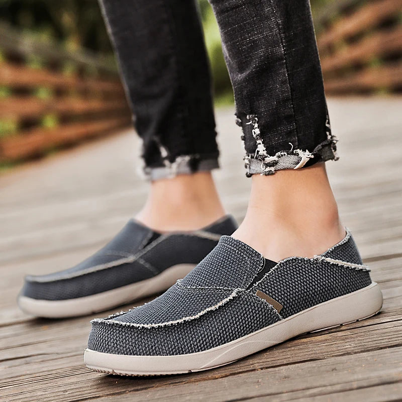 Chaussures décontractées confortables et légères pour hommes, nouvelle collection printemps-été, en toile, à enfiler, de marque, à la mode, mocassins plats