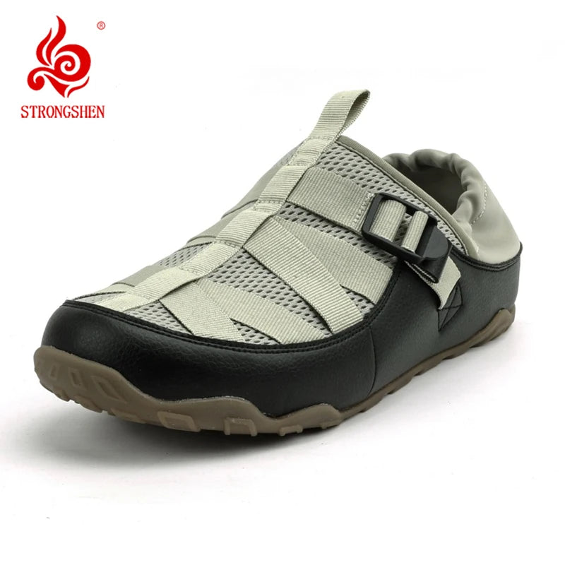 STRONGSHEN Men Casual Shoes Fashion Breathable Slippers Summer Half Slippers Non Slip Height Increase Shoes Classic Clogs Shoes