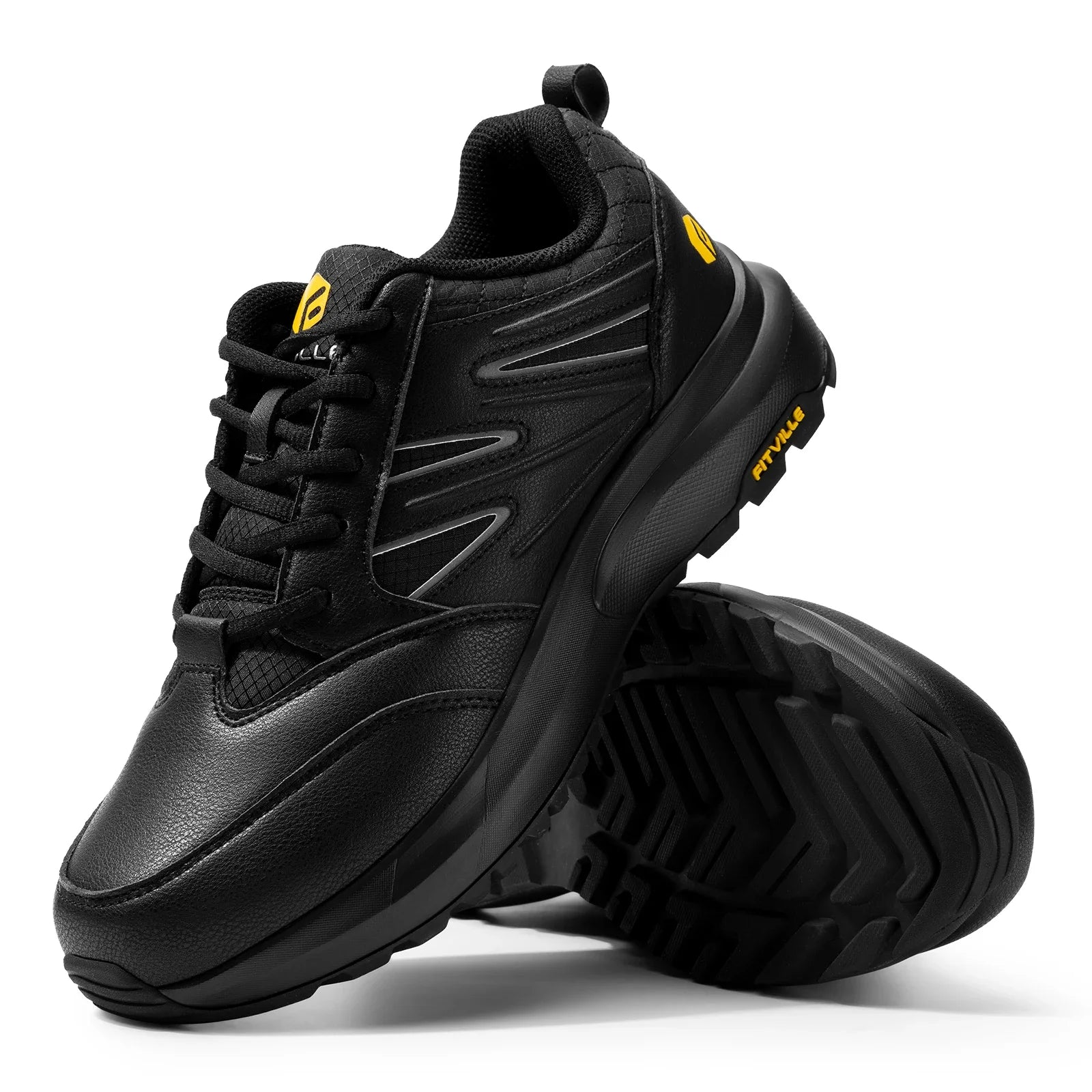 FitVille Men'S Widened Hiking Waterproof Outdoor Work Hiking Shoes With Arch Support To Relieve Heel Pain Lightweight Non-Slip
