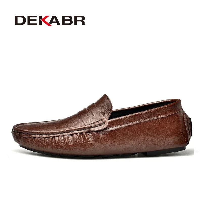 DEKABR Leather Men Shoes Casual Men Fashion Breathable Driving Shoes Designer Men's Loafers Handmade Moccasins Plus Size 38-47