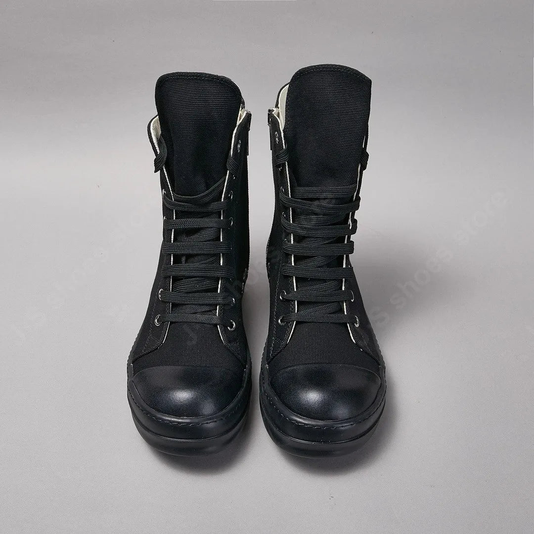 Ro Classic Boots Men Shoe Women Sneaker Full Black Canvas High Top Shoes Casual Sneakers Zipper Lace Up Luxury Ankle Boot