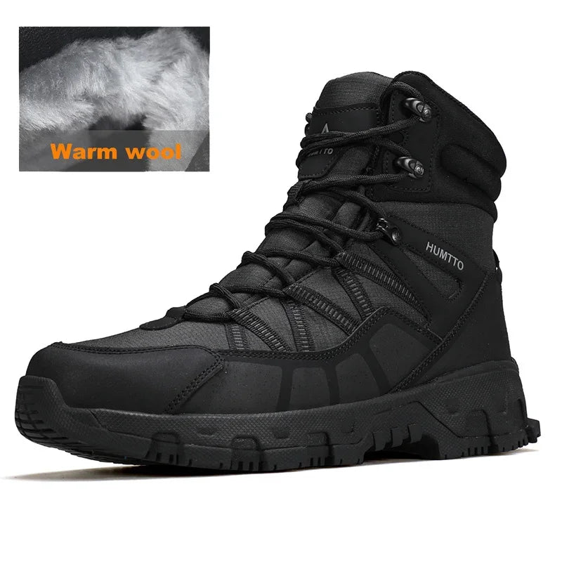 HUMTTO Winter Hiking Boots Leather Trekking Women's Trainers Luxury Designer Snow Boots Outdoor Casual Shoes 2024 Woman Sneakers