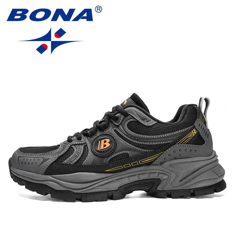 BONA  New Designers Action Leather Mesh Jogging Shoes Men Breathable Running Shoes Walking Sports Sneakers Athletic Trainers