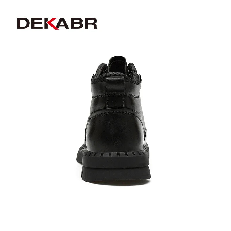 DEKABR Fashion Winter Warm Fur Plus Ankle Boots Casual Outdoor Business Working Snow Boots Genuine Leather Boots