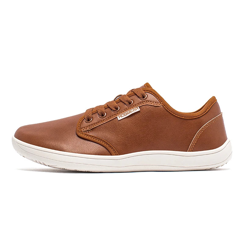 HOBIBEAR Wide-Toe Matching Family Sneakers Barefoot Minimalist Hook Loop Artificial Leather Sneakers Casual Lace-up Walking Shoe