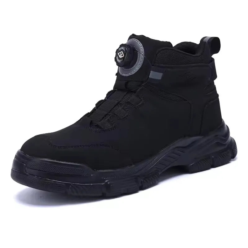 Bottes de travail à boutons rotatifs pour hommes, chaussures de sécurité à embout d'acier, chaussures de protection anti-crevaison, chaussures imperméables et indestructibles, neuves