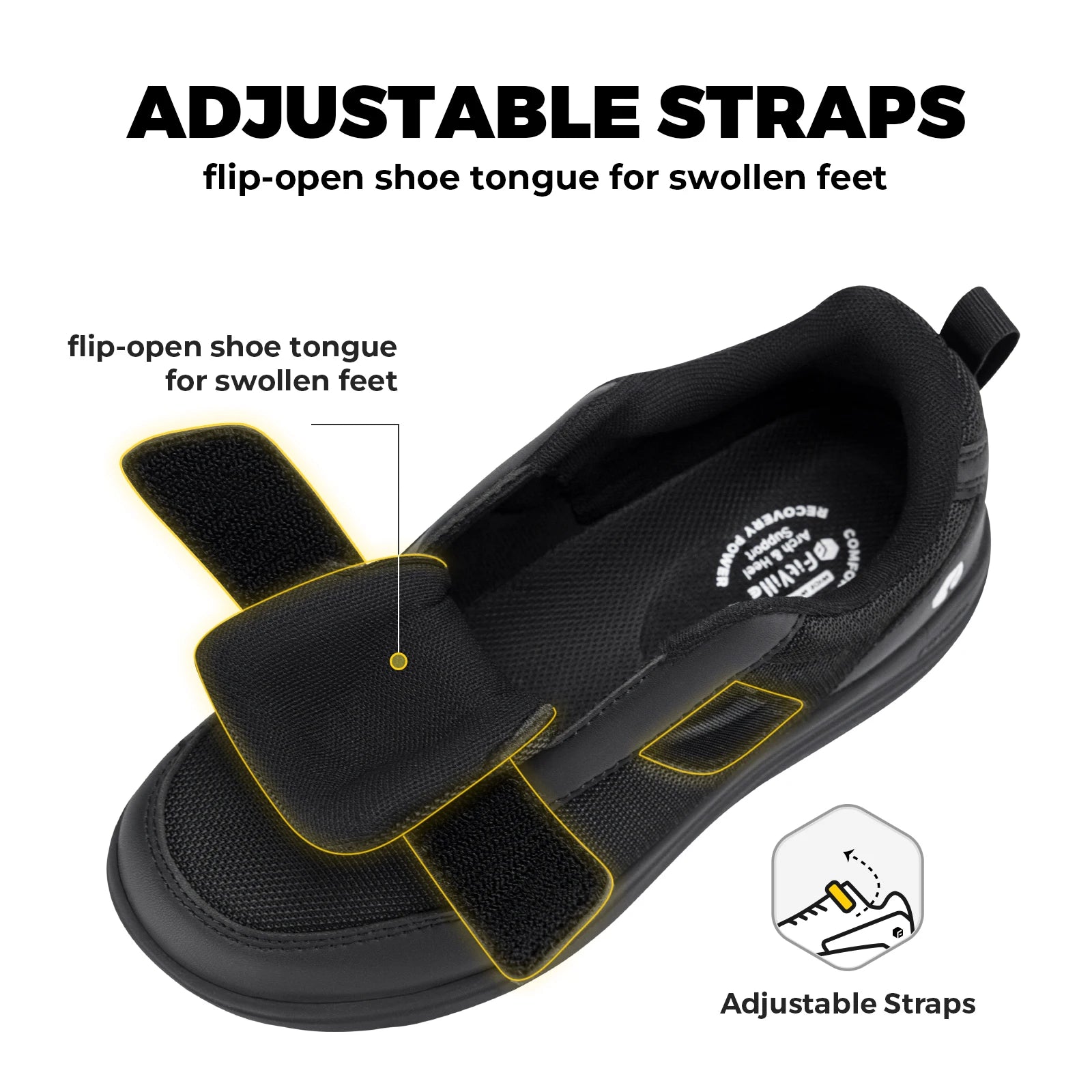 Fitville Wide Width Women's Diabetic Shoes Walking Shoes Casual Breathable for Elderly Swollen Feet Foot Pain Relief Neuropathy