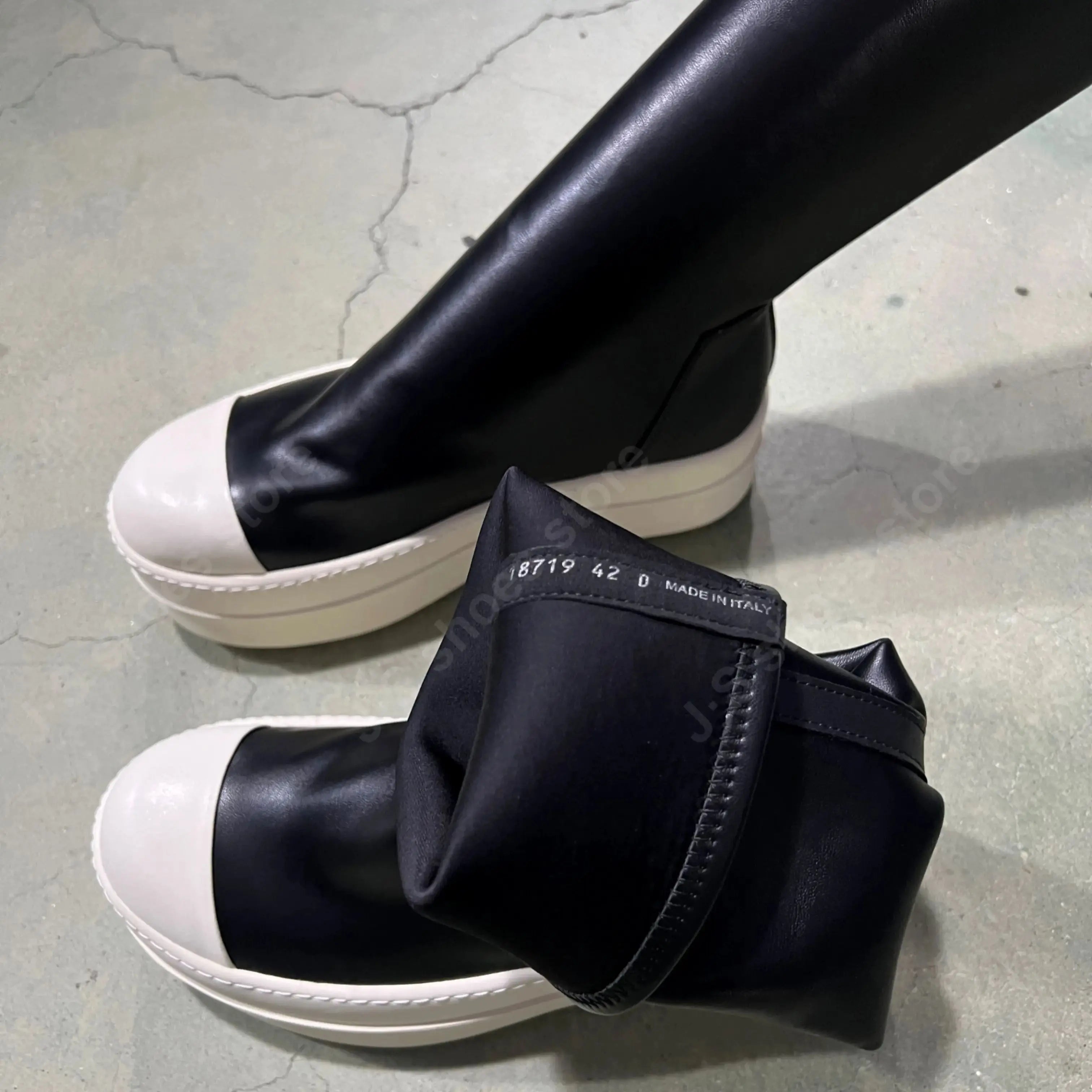 Ro Designer Boots Men Sneaker Women Black Leather Shoes SLIP-ON Casual Shoe Platform 6cm Thick Sole High Top Sneakers Ankle Boot