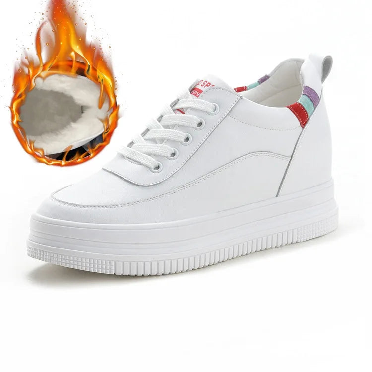 Fujin 7cm Breathable Platform Wedge Sneakers Women Shoes Genuine Leather Heel High Height Increased Spring Autumn Summer Shooes