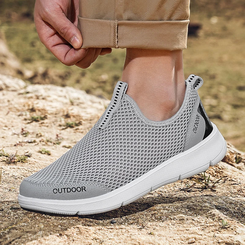 STRONGSHEN Men Casual Shoes Breathable Slip on Male Casual Sneakers Anti-slip Men's Flats Outdoor Walking Shoes Plus Size 39-48